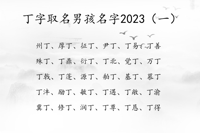 丁字取名男孩名字2023 丁字取名男孩名字大全俗气