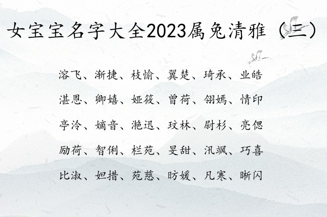 女宝宝名字大全2023属兔清雅 宝宝名字属兔女孩