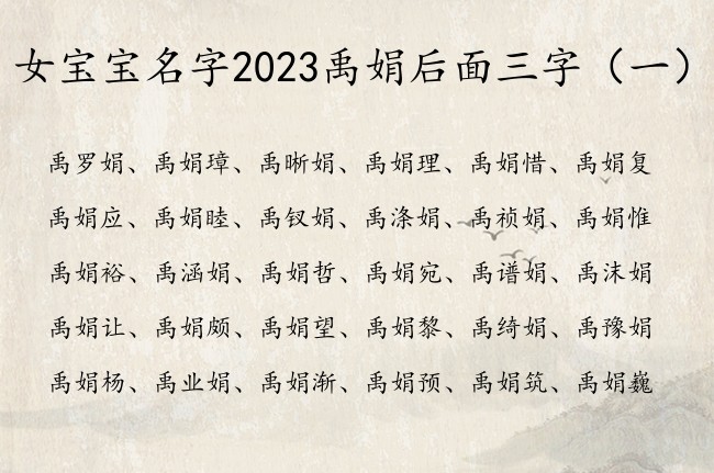 女宝宝名字2023禹娟后面三字 禹娟三字女孩名字