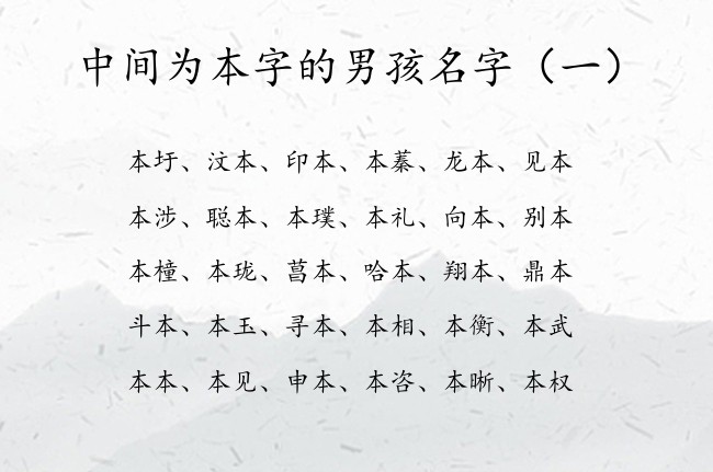 中间为本字的男孩名字 带本字的兔宝宝男孩名字