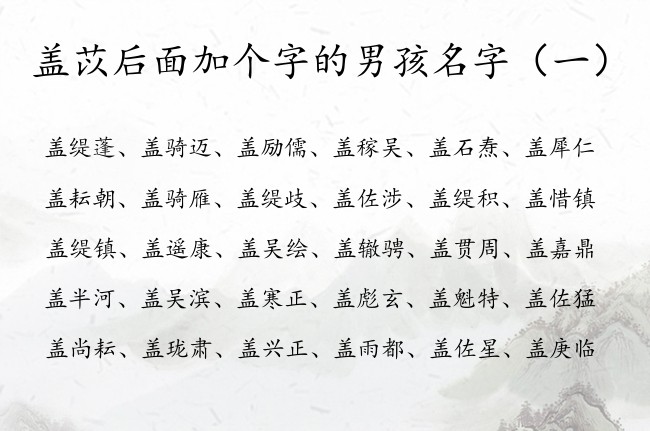 盖苡后面加个字的男孩名字 姓盖的男孩名字带有苡字