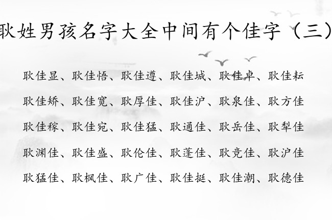 耿姓男孩名字大全中间有个佳字 佳字特别好的男孩名字