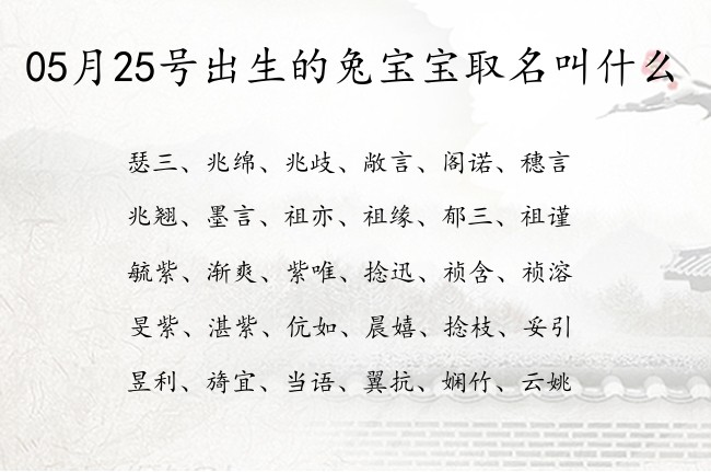 05月25号出生的兔宝宝取名叫什么 寓意最高分好听大气的宝宝名字