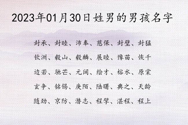 2023年01月30日姓男的男孩名字 比较简单大方霸气的男孩名字