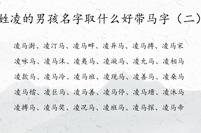 姓凌的男孩名字取什么好带马字 带马名字生僻男孩名字