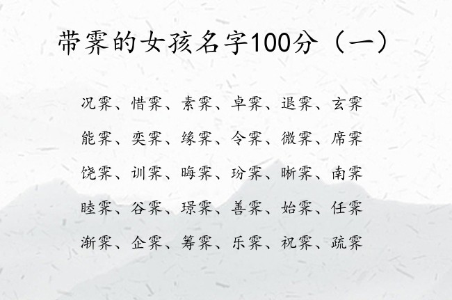 带霁的女孩名字100分 带霁的女孩名字及寓意