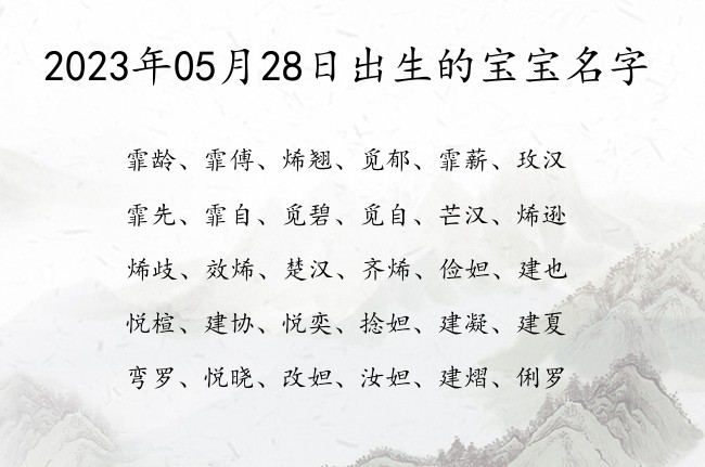 2023年05月28日出生的宝宝名字 寓意大气涵养有内涵的宝宝名字