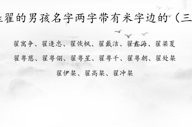 姓翟的男孩名字两字带有米字边的 米字边男孩名字通俗