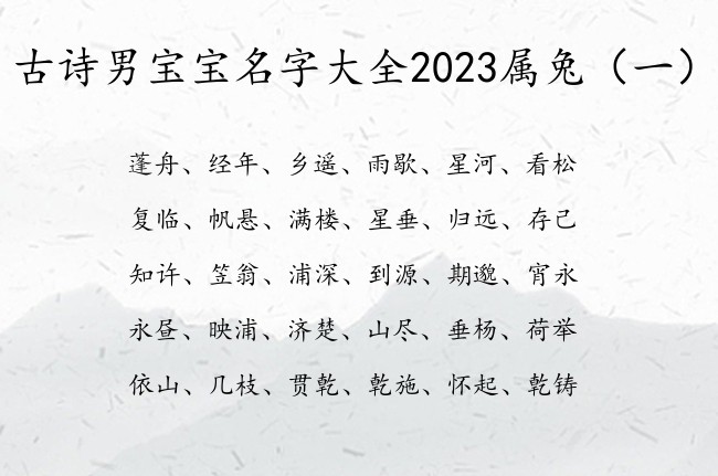 古诗男宝宝名字大全2023属兔 安好古诗取男孩名字