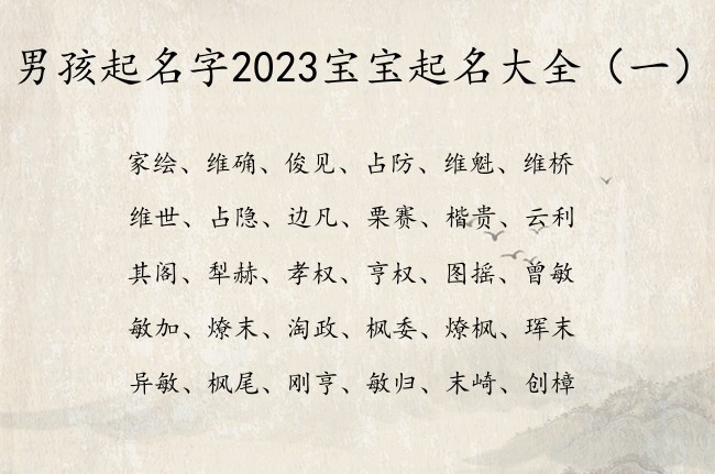 男孩起名字2023宝宝起名大全 可爱的宝宝名字男