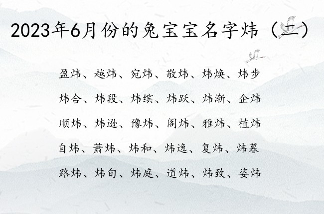 2023年6月份的兔宝宝名字炜 与炜有关的宝宝名字