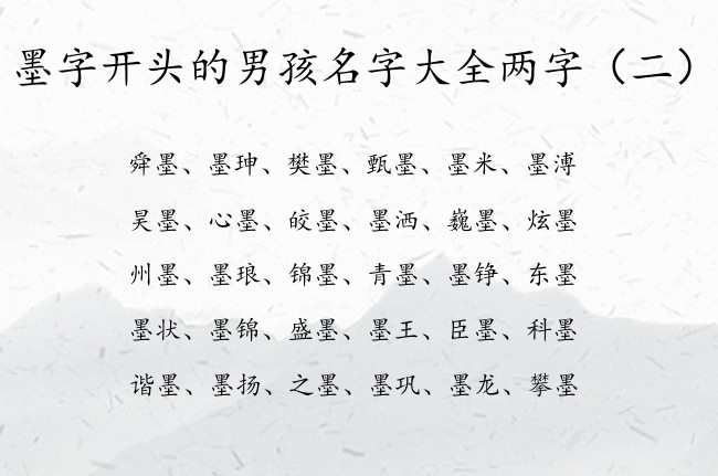 墨字开头的男孩名字大全两字 墨字开头男孩名字两字