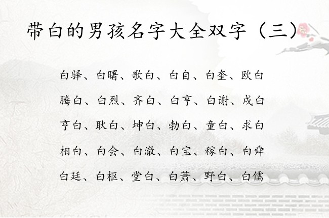 带白的男孩名字大全双字 带白的男孩名字浩气双字