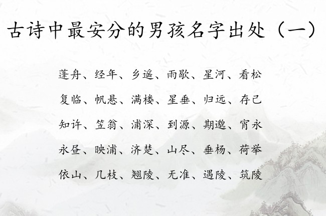 古诗中最安分的男孩名字出处 古诗中蕴含的男孩名字时