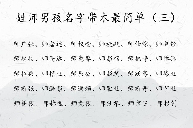 姓师男孩名字带木最简单 的字 姓师的男孩名字带有木