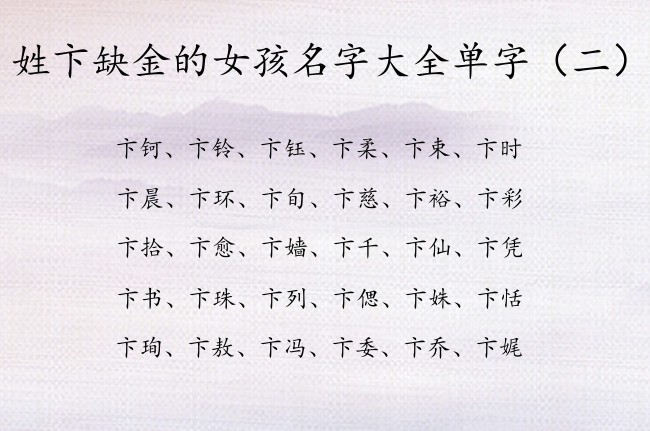 姓卞缺金的女孩名字大全单字 姓卞缺金兔年女孩名字