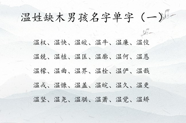 温姓缺木男孩名字单字 温姓名字大全男孩名字里带木