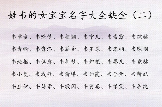 姓韦的女宝宝名字大全缺金 韦姓女宝宝名字属兔缺金