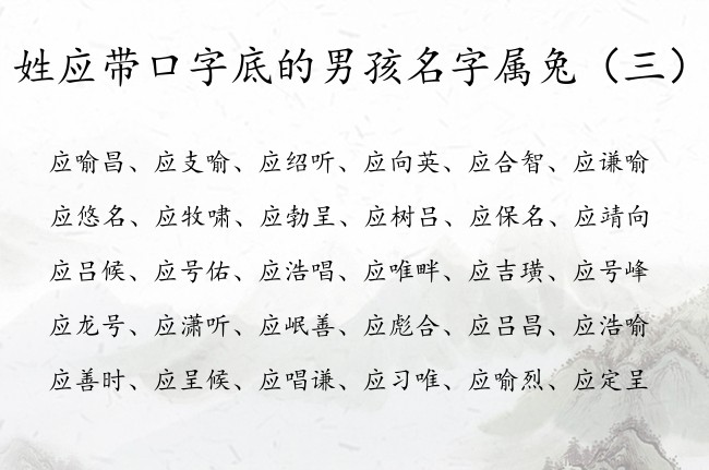 姓应带口字底的男孩名字属兔 口字底的文艺男孩名字