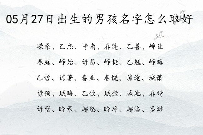 05月27日出生的男孩名字怎么取好 稀有单字的名字男孩名字大全