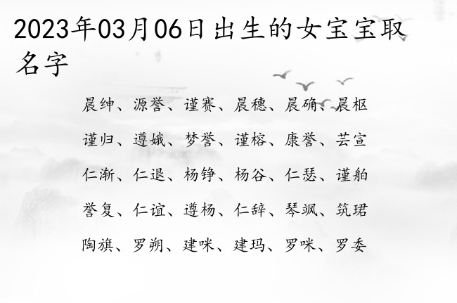 2023年03月06日出生的女宝宝取名字 简单内涵好听女孩名字寓意好的字