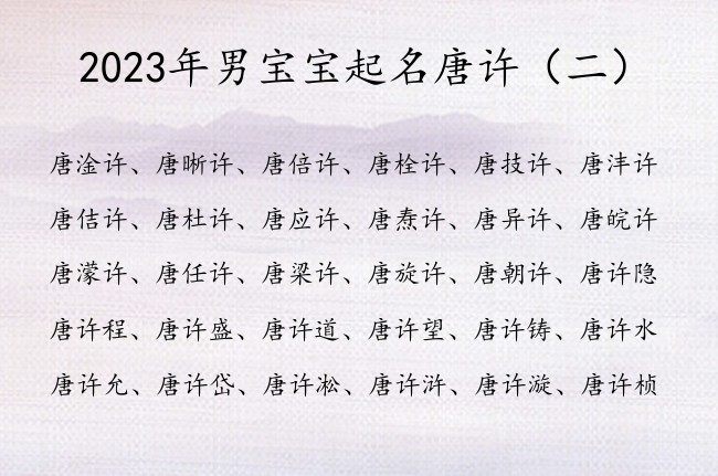 2023年男宝宝起名唐许 唐许后面加个字男孩名字