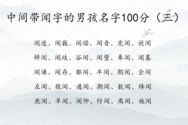 中间带闻字的男孩名字100分 闻字男宝宝名字大全