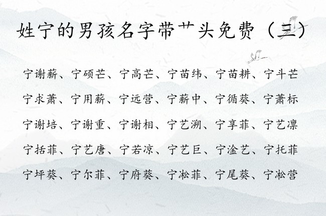 姓宁的男孩名字带艹头免费 姓宁的艹头男孩名字