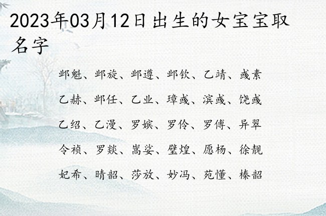 2023年03月12日出生的女宝宝取名字 女孩名字大气有出息的名字大全