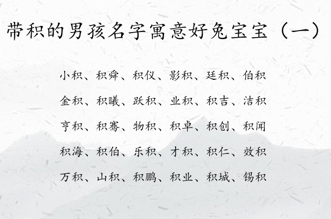 带积的男孩名字寓意好兔宝宝 2023带积字男孩名字