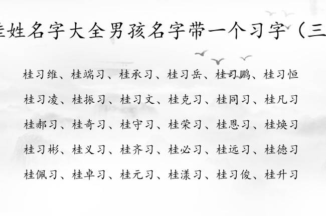 桂姓名字大全男孩名字带一个习字 带习字男孩名字沙雕