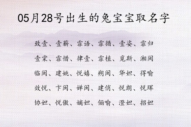 05月28号出生的兔宝宝取名字 寓意好听古风有诗意的宝宝名字