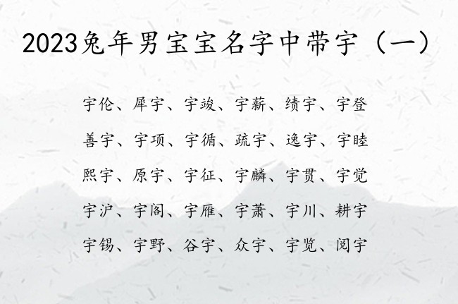 2023兔年男宝宝名字中带宇 宇字起名文艺男孩名字