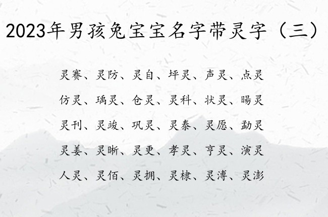 2023年男孩兔宝宝名字带灵字 灵字后面男孩名字