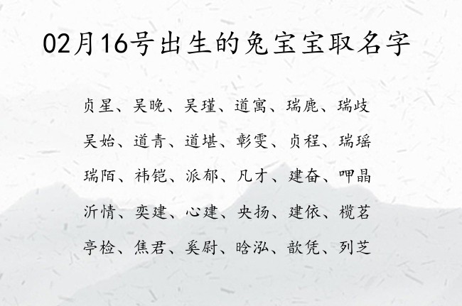 02月16号出生的兔宝宝取名字 寓意霸气高冷暗黑的宝宝名字