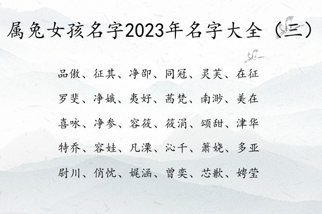 属兔女孩名字2023年名字大全 女宝宝名字用字释义