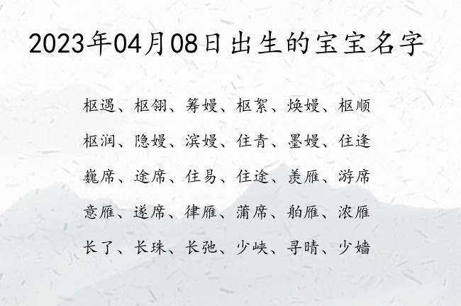 2023年04月08日出生的宝宝名字 宝宝名字大全好听文静的有寓意