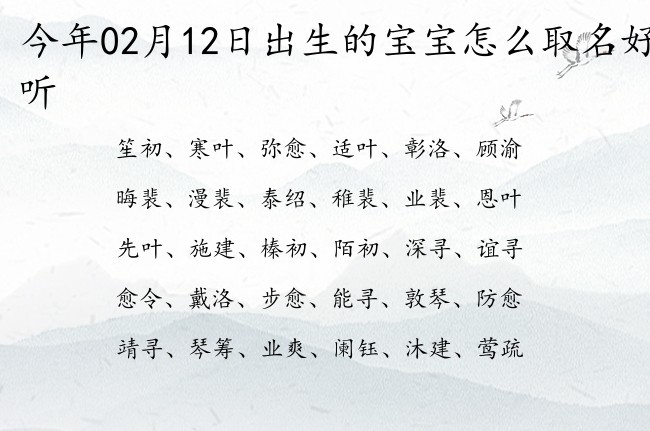 今年02月12日出生的宝宝怎么取名好听 宝宝名字大全好听谦虚的有寓意