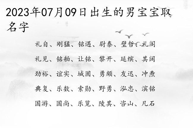 2023年07月09日出生的男宝宝取名字 名字一字最好听的男孩名字