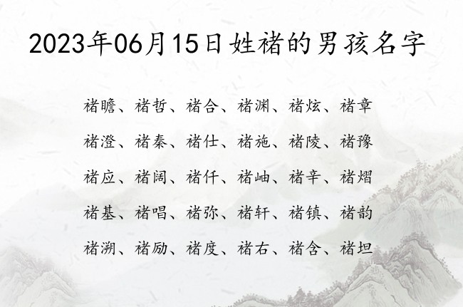 2023年06月15日姓褚的男孩名字 姓褚的男孩名字两个字寓意好的